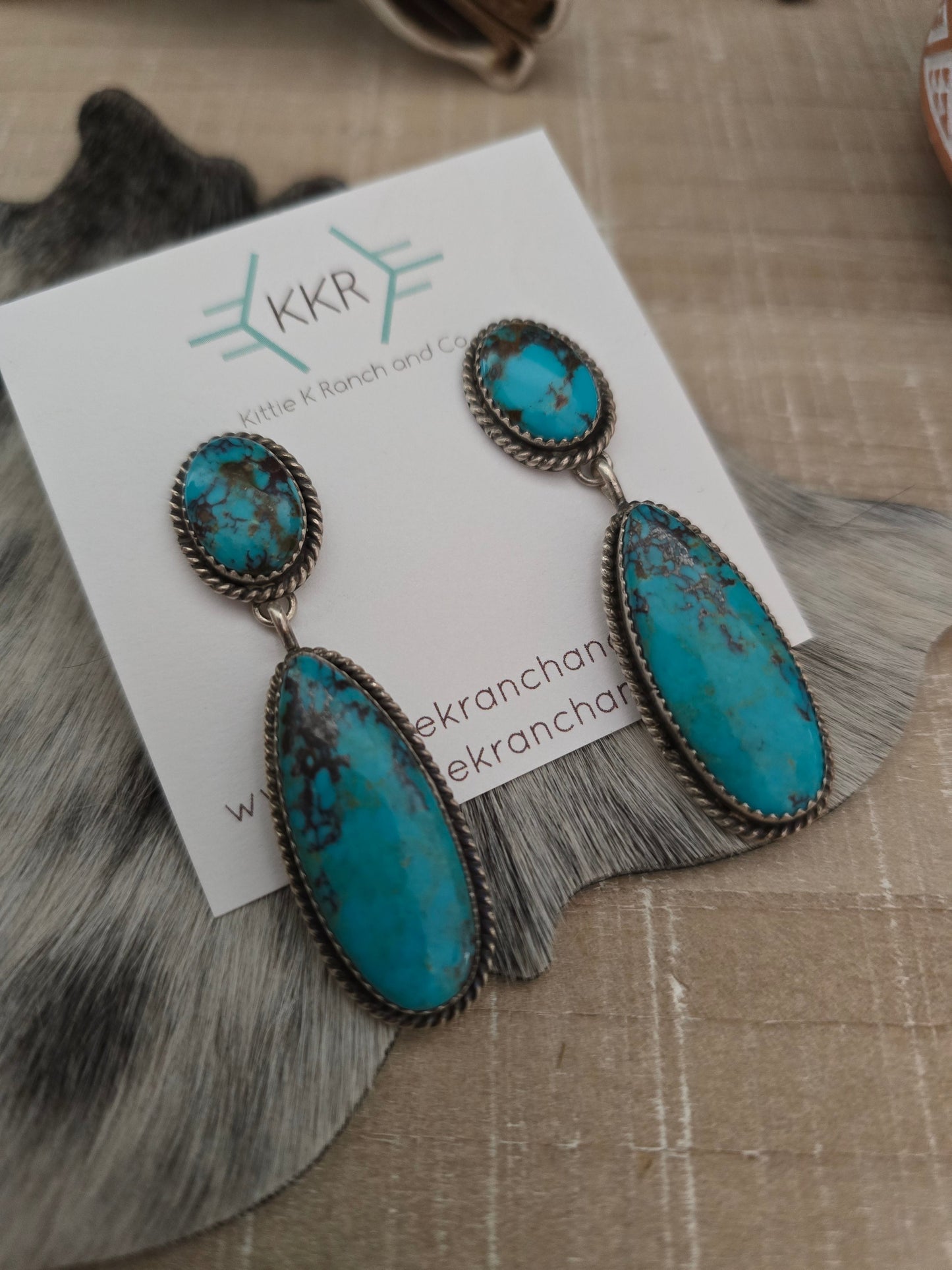 VIRIGINA BECENT CAMPITOS TURQUOISE DANGLE EARRINGS