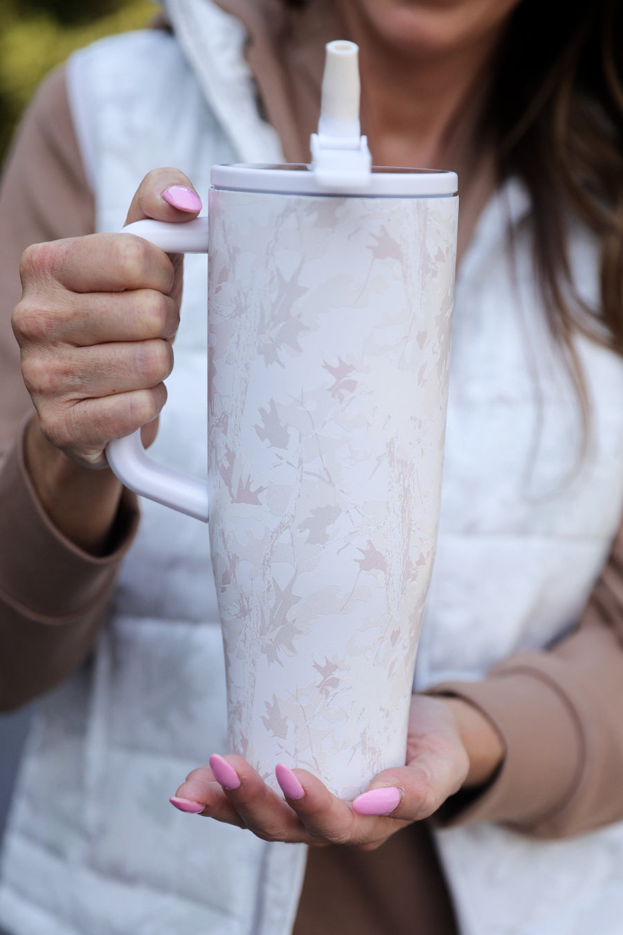 Chloe Camo Sleek Tumbler- White