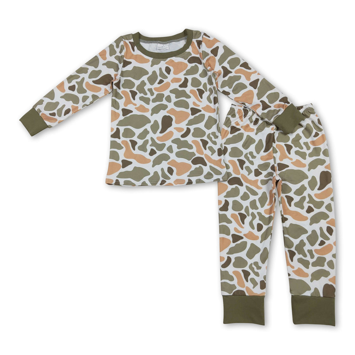 Long sleeves green orange camo baby kids pajamas