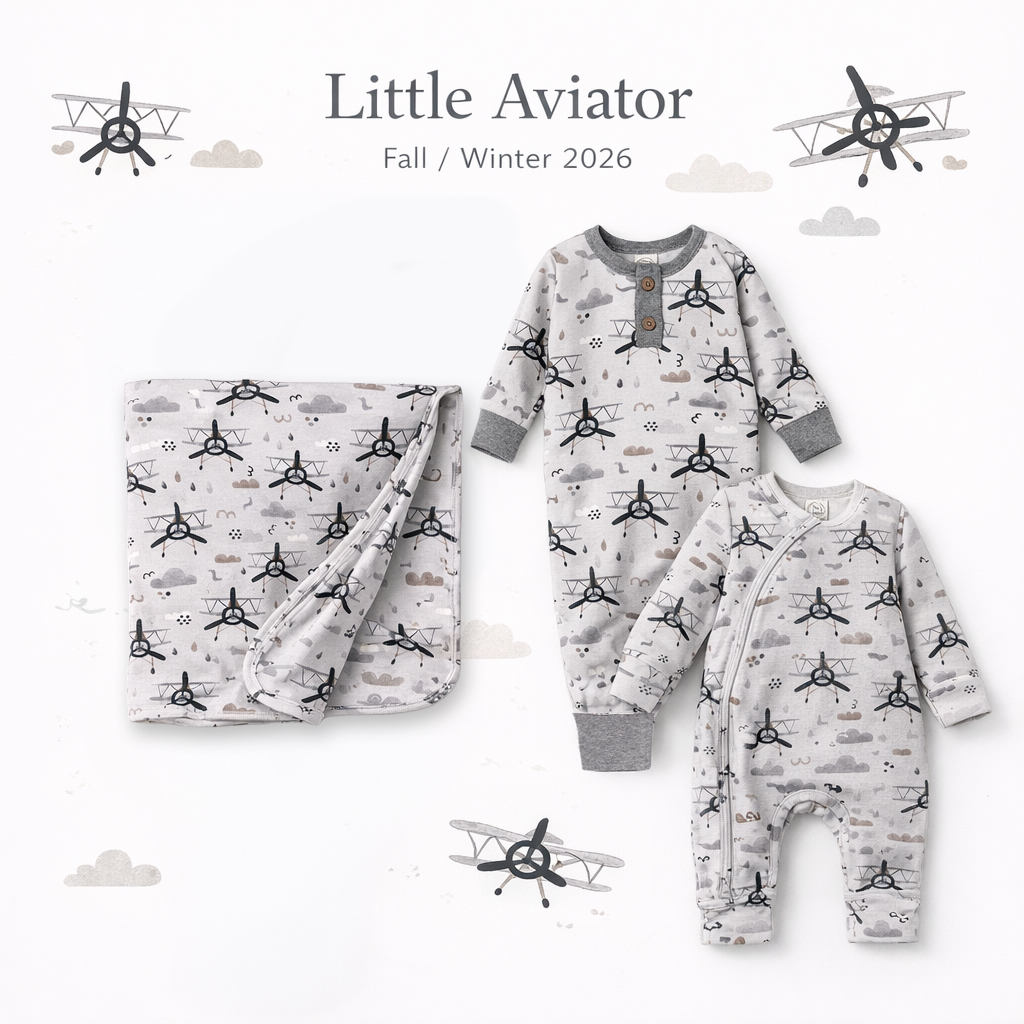 Airplane Zipper Romper - Bamboo Baby Footie Outfit