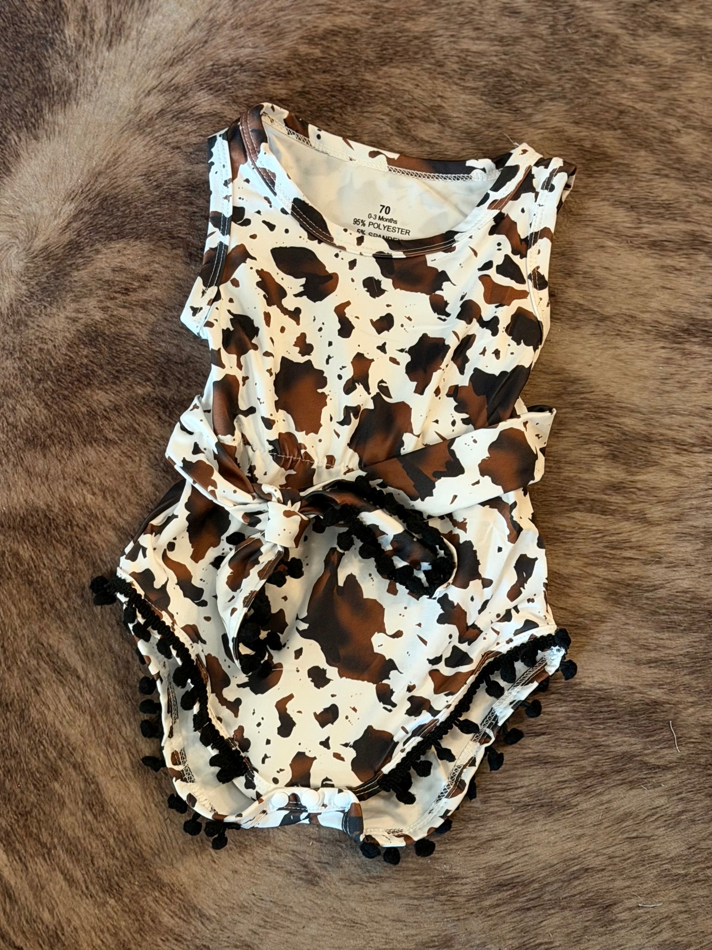 Cow Print Romper w/ Removable Belt