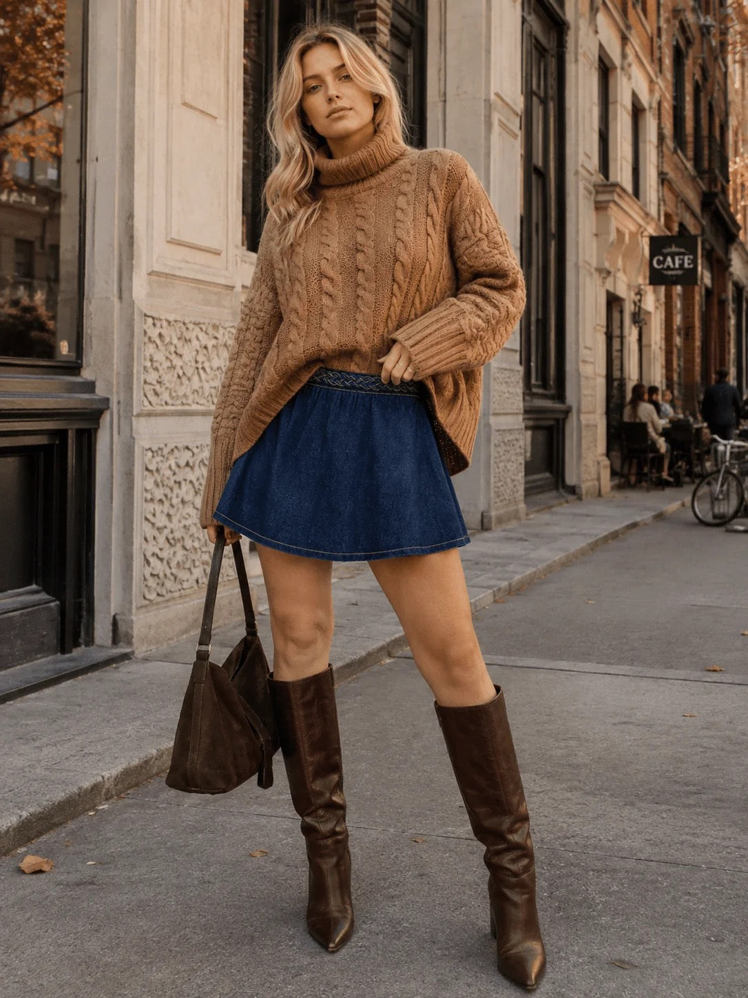 ELASTIC WAIST DENIM MINI SKORTS