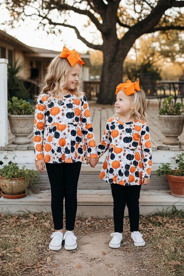 Girls Orange & Black Pumpkins Set