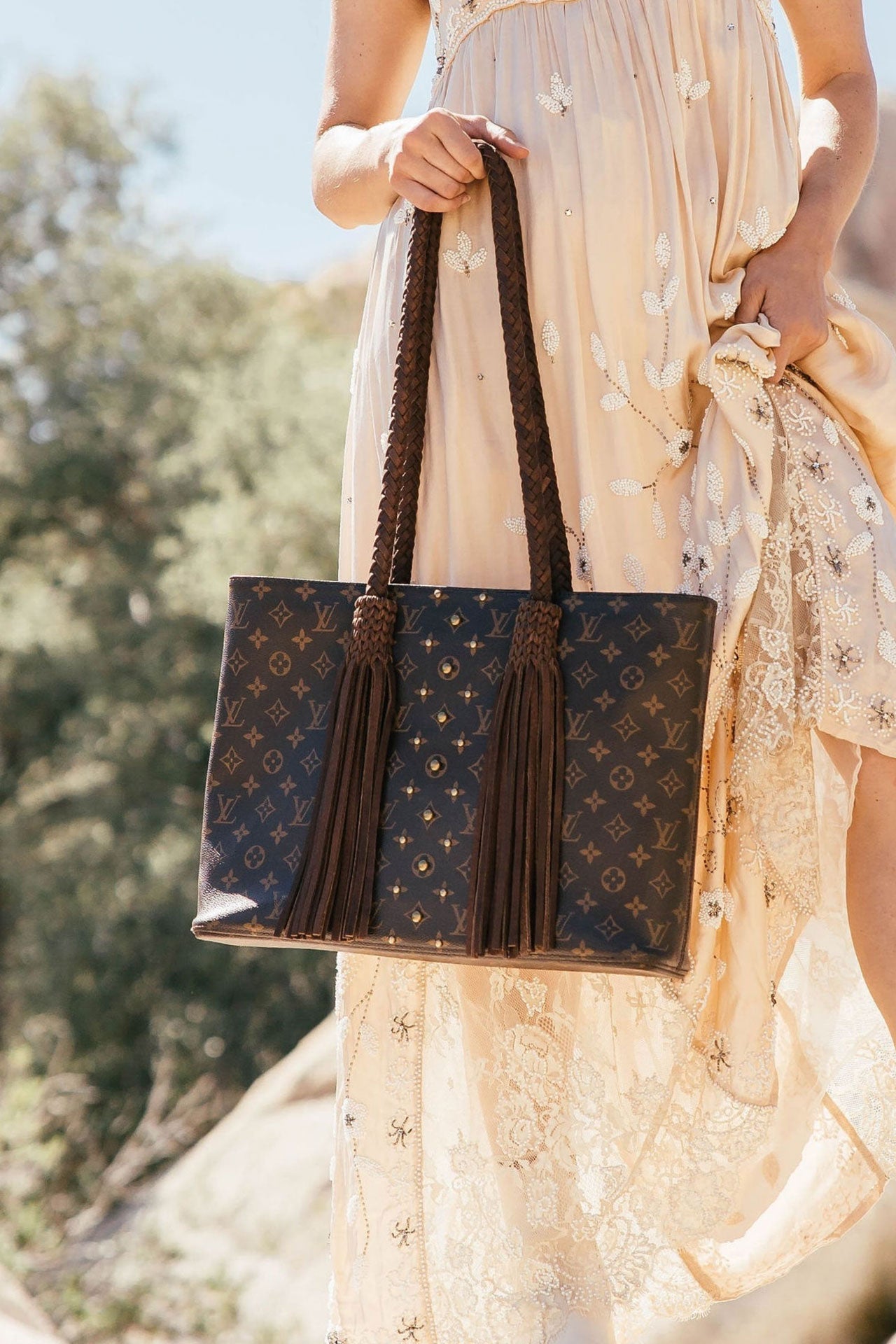 VINTAGE BOHO BAGS GLOBE TROTTER TOTE