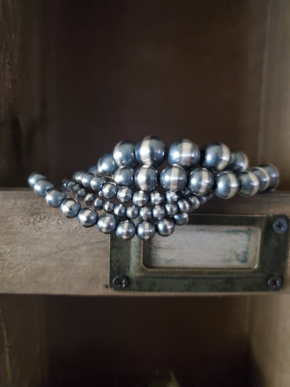 10 MM STERLING SILVER NAVAJO PEARL BRACELET