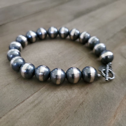 10 MM STERLING SILVER NAVAJO PEARL BRACELET