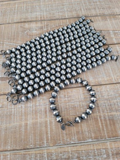 10 MM STERLING SILVER NAVAJO PEARL BRACELET