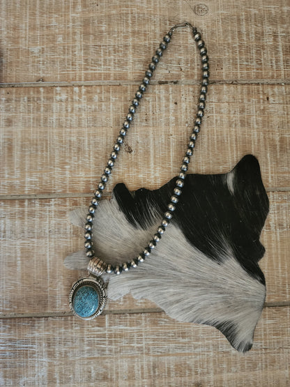 ROBERT SHAKEY KINGMAN WEB TURQUOISE PENDANT