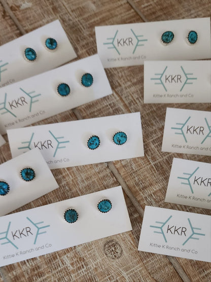 RITA DAWES TURQUOISE NUGGET STUD EARRINGS