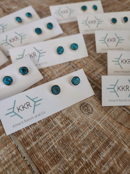 RITA DAWES TURQUOISE NUGGET STUD EARRINGS