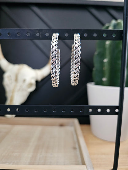 VERNA TAHE STERLING SILVER TWISTED WIRE HOOP EARRINGS