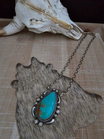 JEFF JAMES KINGMAN TURQUOISE TEARDROP NECKLACE