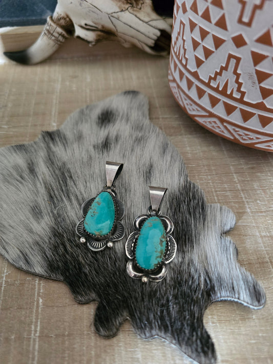 JUANITA A LONG TYRONE TURQUOISE PENDANT