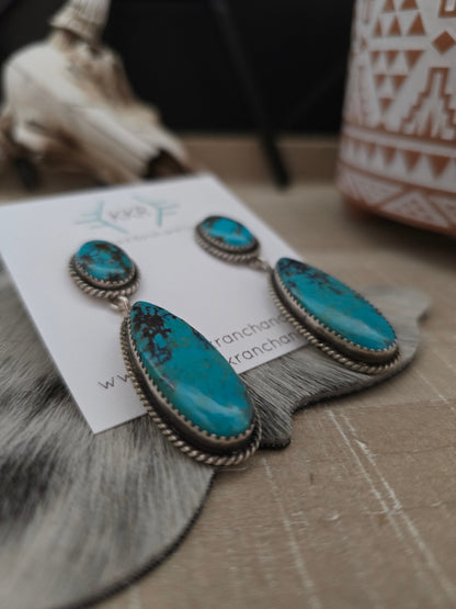 VIRIGINA BECENT CAMPITOS TURQUOISE DANGLE EARRINGS