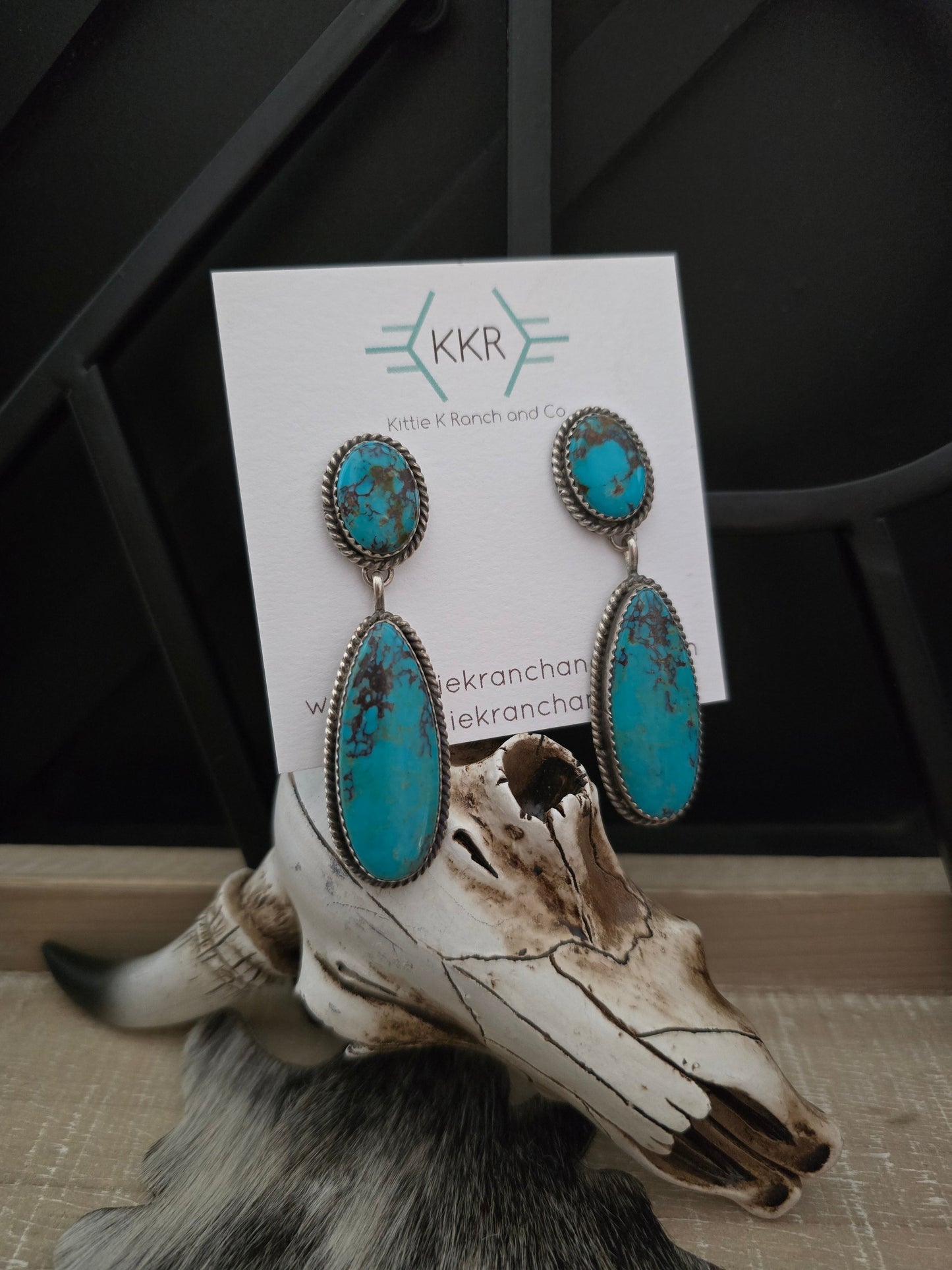 VIRIGINA BECENT CAMPITOS TURQUOISE DANGLE EARRINGS