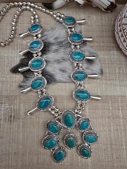 IDA MCCRAE TURQUOISE SQUASH BLOSSOM NECKLACE