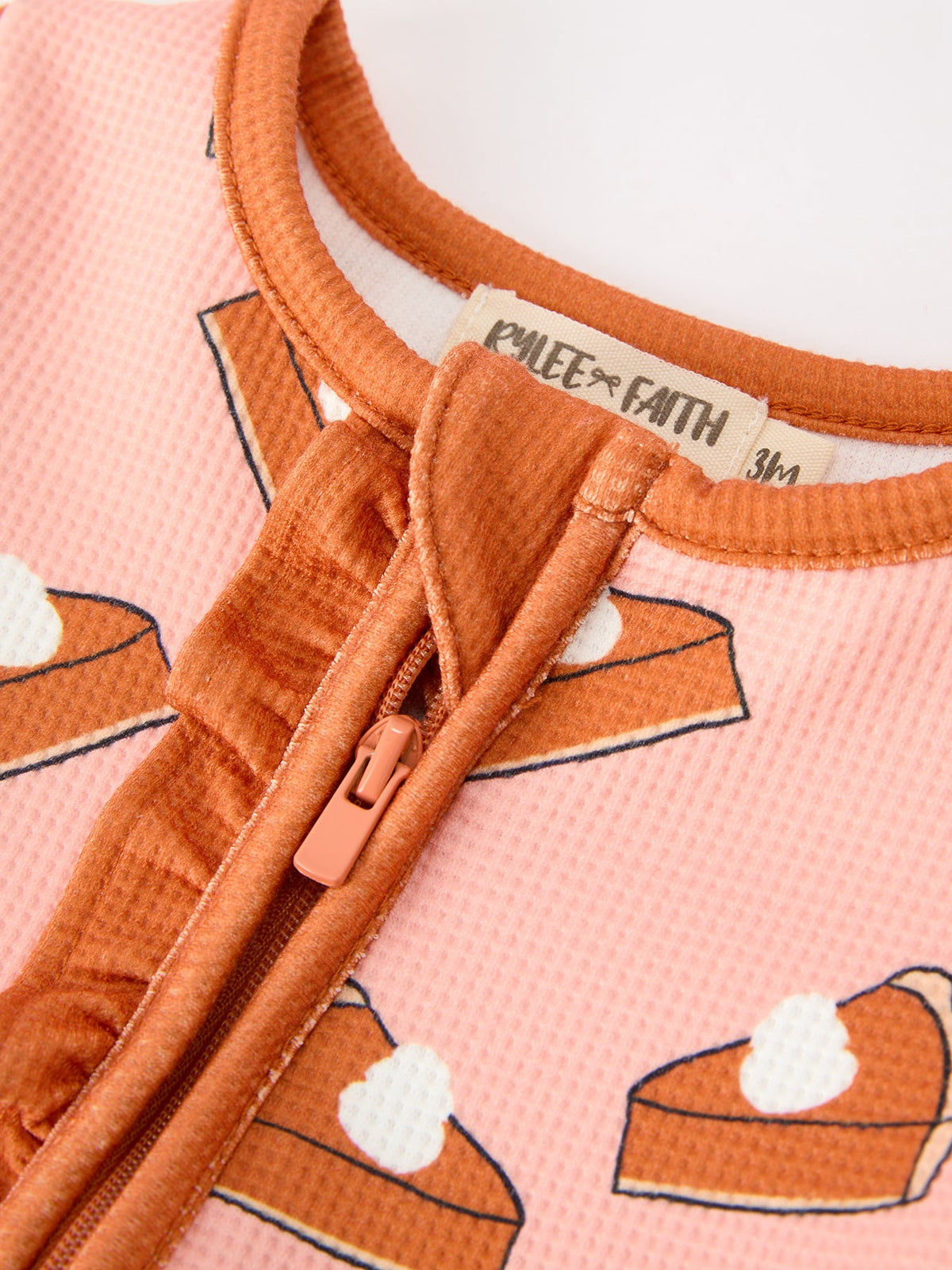Girls Thanksgiving Pumpkin Pie Waffle Baby Girls Sleeper