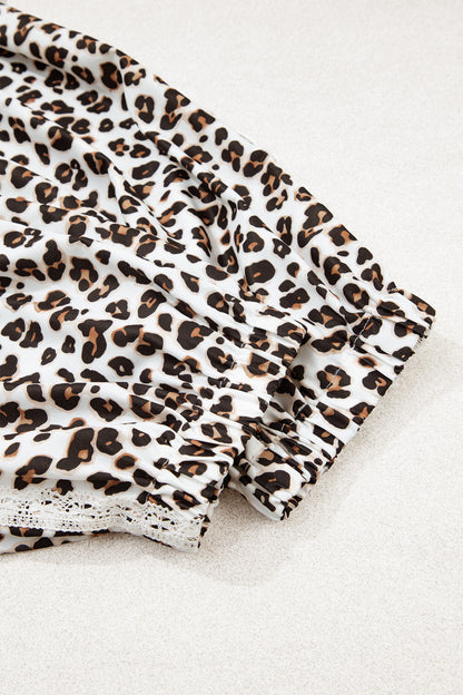 Black Leopard Print Ankle-Length Elastic Waist Pants
