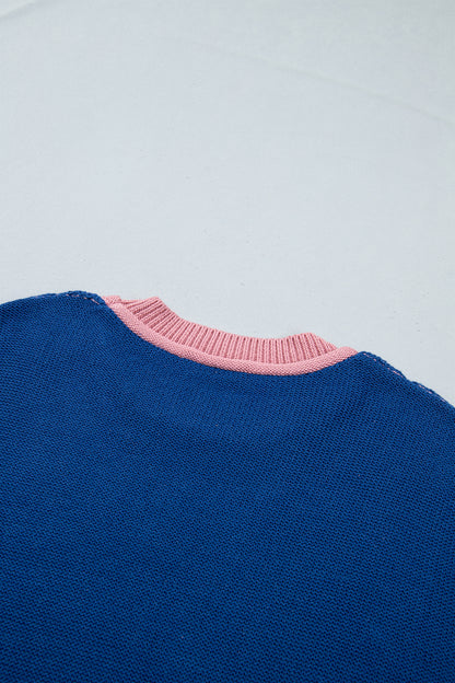 Multicolour Western Colorblock Patchwork Striped Long Sleeve Pullover Sweater