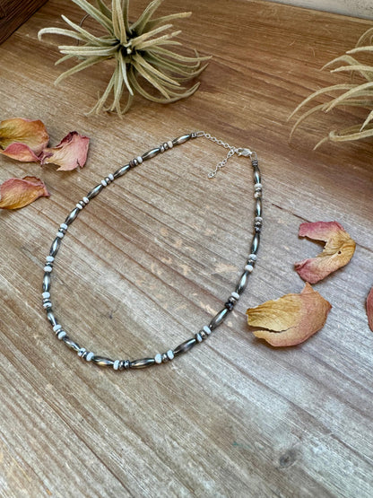White Buffalo Torpedo choker Sterling Silver Pearls