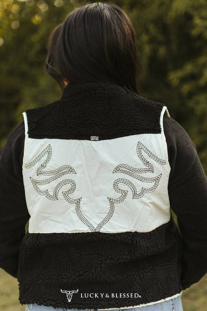 Contrast Black Sherpa Vest