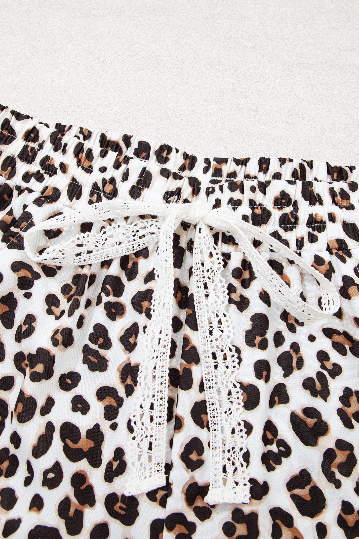 Black Leopard Print Ankle-Length Elastic Waist Pants