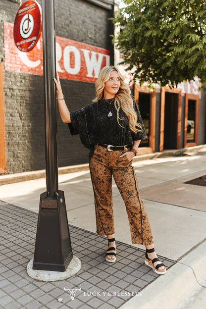 Black Mineral Wash Studded Oversized Boyfriend Tee XL-3XL