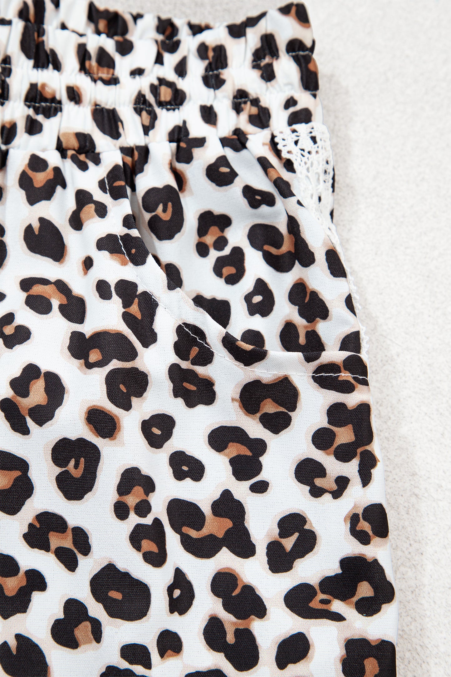 Black Leopard Print Ankle-Length Elastic Waist Pants