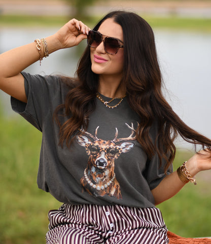 Boujee Deer In Glasses Tee/Long Sleeve