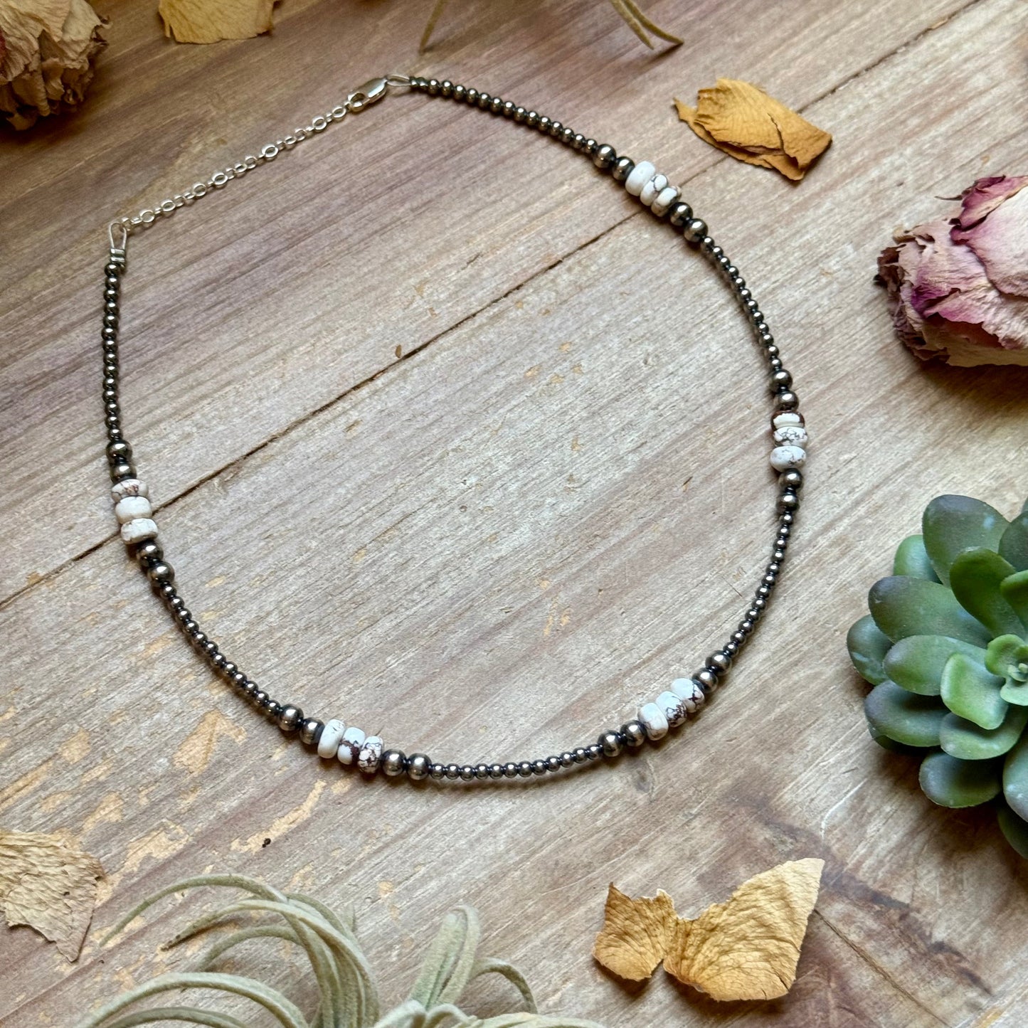 Wild Horse & Sterling Silver Pearl Necklace