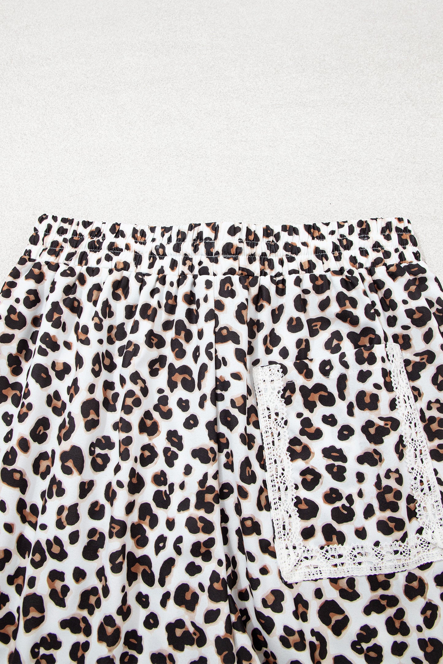 Black Leopard Print Ankle-Length Elastic Waist Pants
