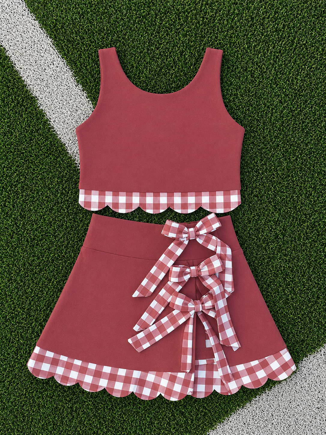 Custom Gingham Girls Two Piece Skirt Sets *Pre Order* *7 COLORS AVAILABLE*