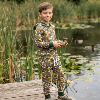 Long sleeves camo duck hoodie pants kids boys outfits
