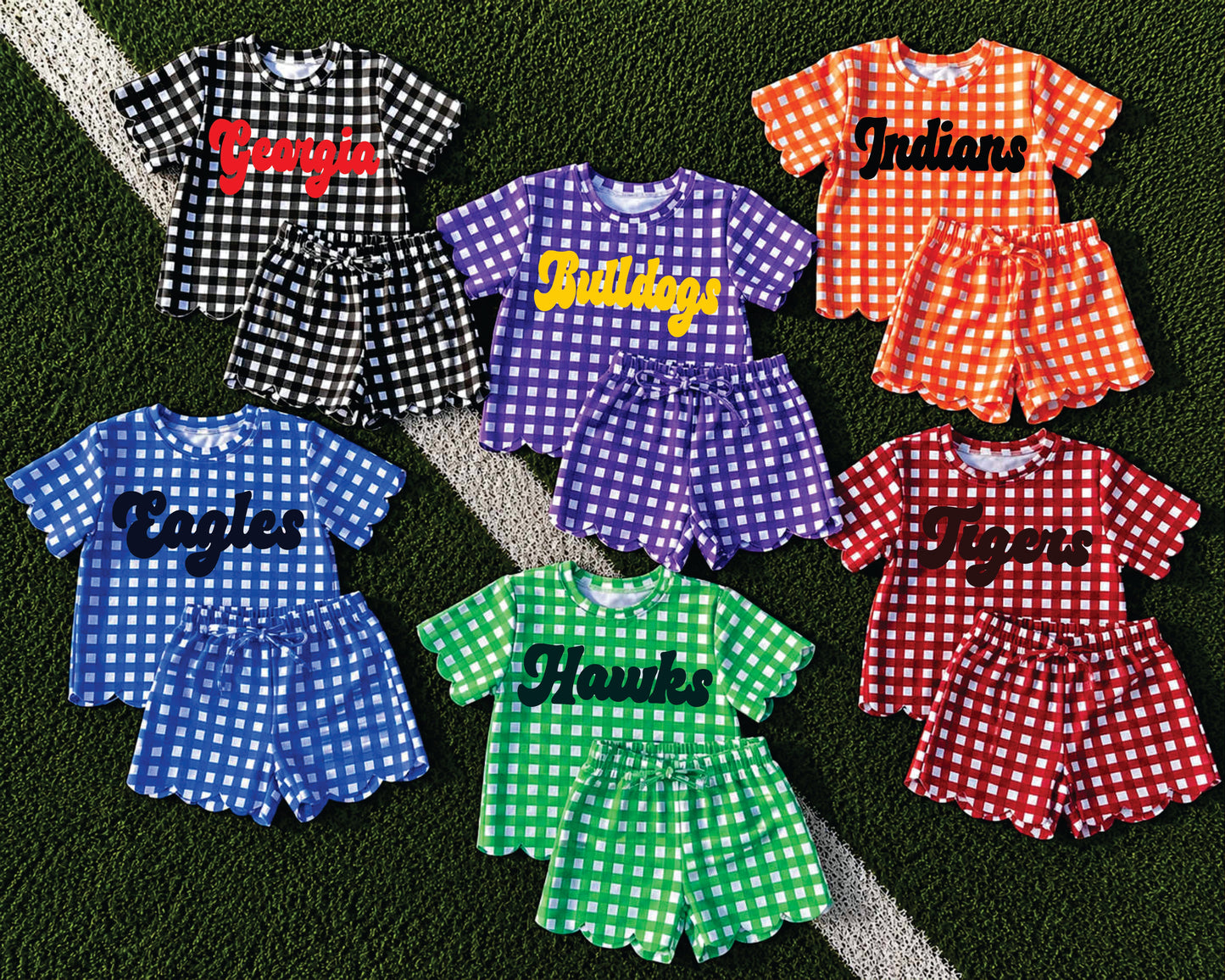 Custom Scalloped Girls Two Piece Sets *Pre Order* *7 COLORS AVAILABLE*