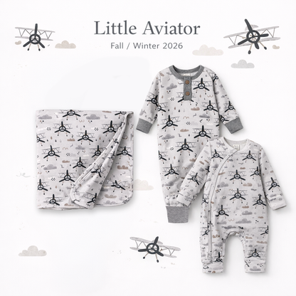 Airplane Henley Romper – Soft Bamboo Baby Outfit