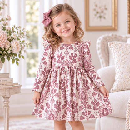 Floral Tapestry Twirl Dress-Bamboo Baby Girl