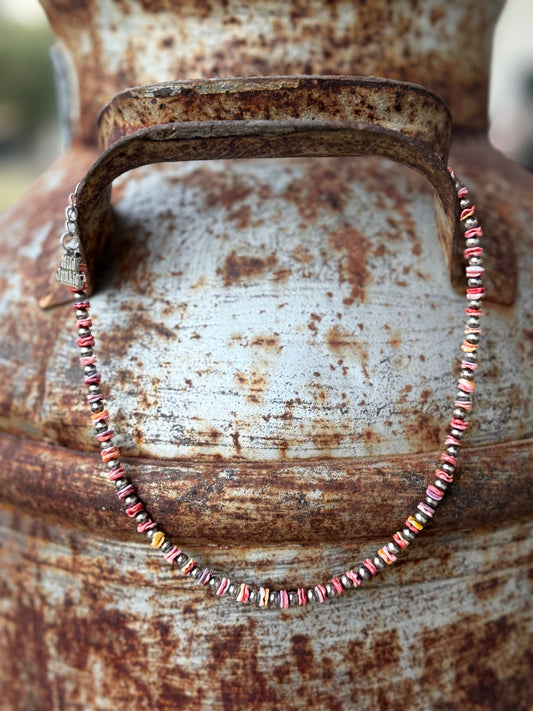 Desert Sunset Shell Heishi Bead Necklace