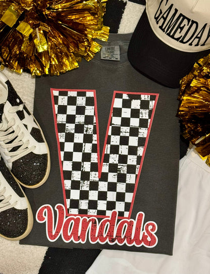 Custom Distressed Checkered Spirit Tee