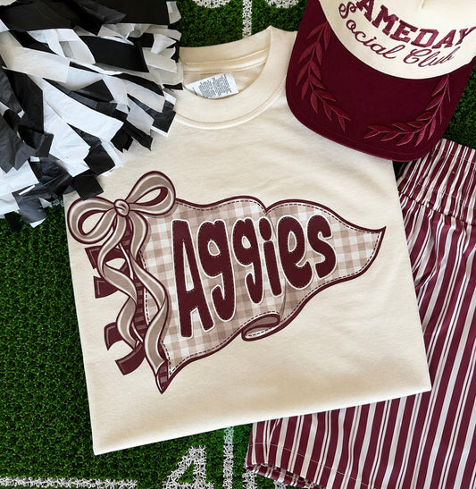 Aggies Gingham Flag Tee