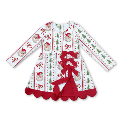 Santa candy cane Christmas tree scallop girls active dress