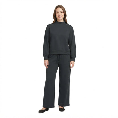 Long sleeves black cotton top pants adult women outfits