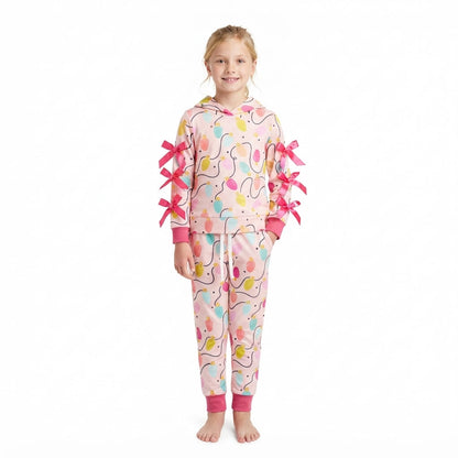 Long sleeves Christmas lighting hoodie pants girls outfits