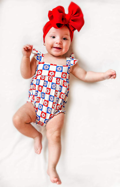Patriotic Checkered Bamboo Romper (FINAL SALE)