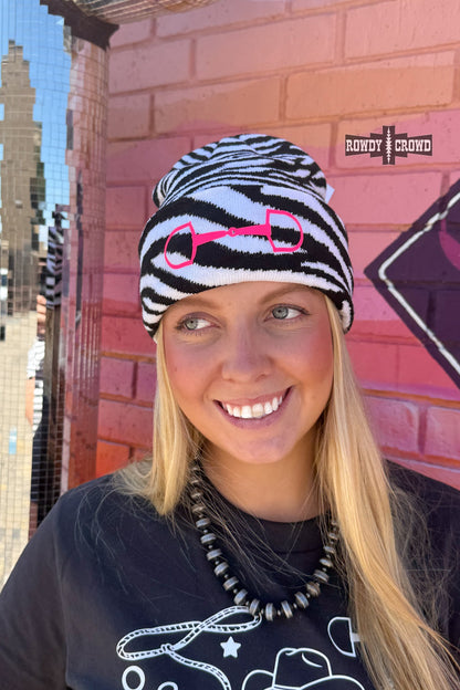 DS WHITE Zebra Bit Beanie