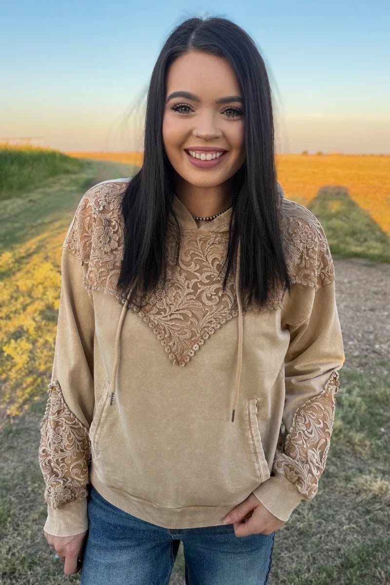 TOOLED FRONTIER HOODIE - TAN