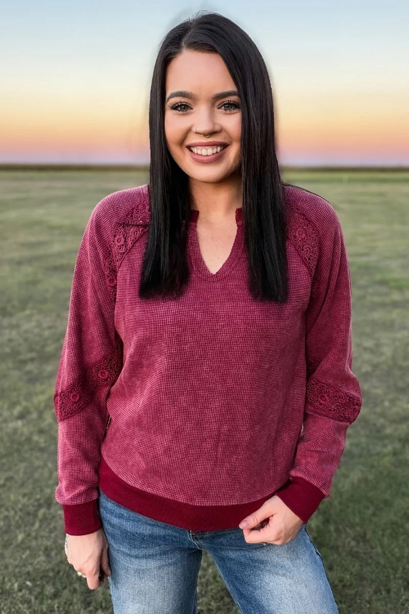 COWGIRL CHIC TOP - CRANBERRY