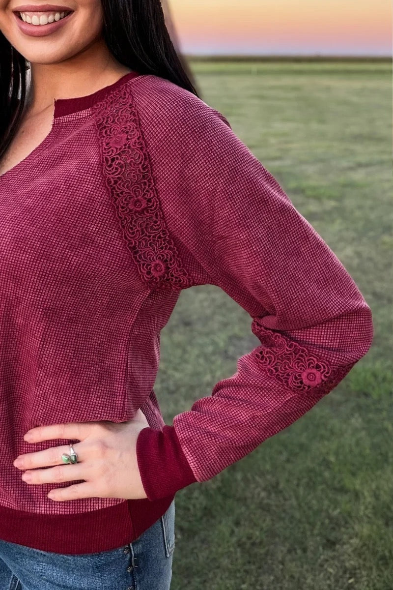 COWGIRL CHIC TOP - CRANBERRY