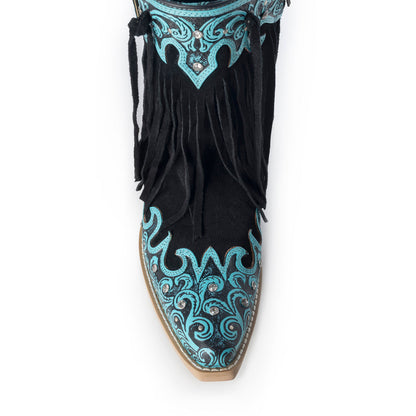 Myra Nashville Nights Boots for Women in Twilight, Handtooled Genuine Leather with Swarovski Stones