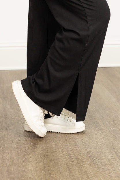 Ribbed Lounge Pants, Black