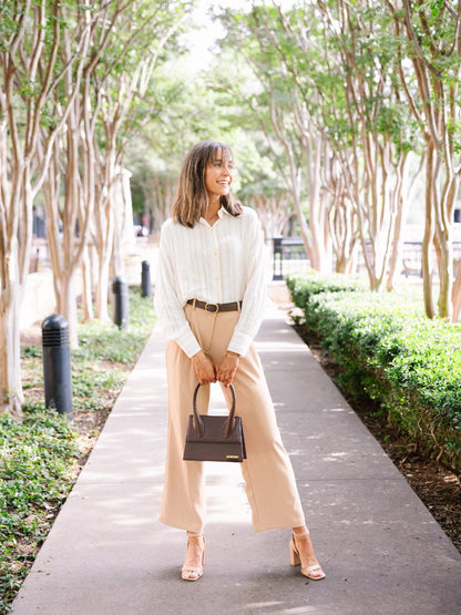 Pleat-Front Trousers, Tan